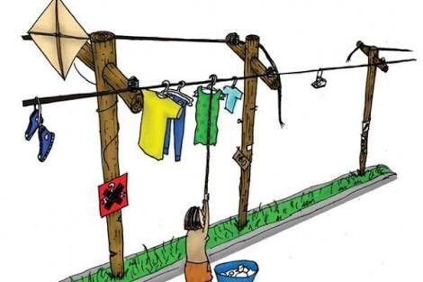 6. Memang pintar, kabur dari netizen dan hakim, tiang listrik nyamar jadi tiang jemuran