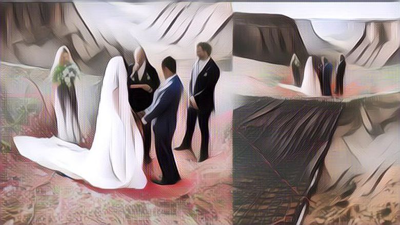 Merindinggg! Pasangan Ini Menikah di Atas Langit, Tingginya Mencapai 121 Meter