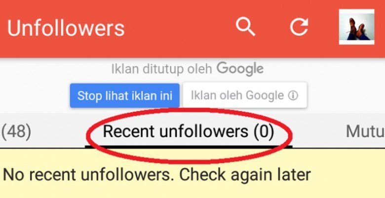 3. Kalau udah, geser ke opsi 'Recent Unfollowers', biar kalian tahu siapa yang batal mengikuti kalian