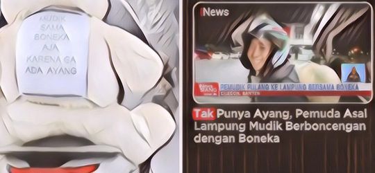 Viral Pria Ini Mudik Bawa Boneka Beruang, Ada Tulisan: Ga Ada Ayang, Mudik Sama Boneka Aja
