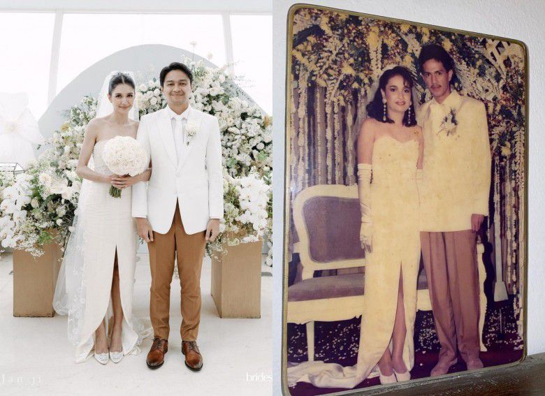 3. Pakai 3 Gaun, Salah Satunya Milik Ibu