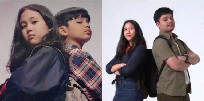 2. Bagi kamu yang suka menonton film Petualangan Sherina, pasti tak asing dengan gaya Sherina dan Derby Romero yang saling memunggungi satu sama lain. Mereka pun melakukan reka ulang foto lawasnya ketika sudah dewasa.