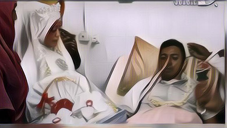 Walau Terbaring di rumah sakit, Pria ini tetap Melangsungkan Ijab Kabul