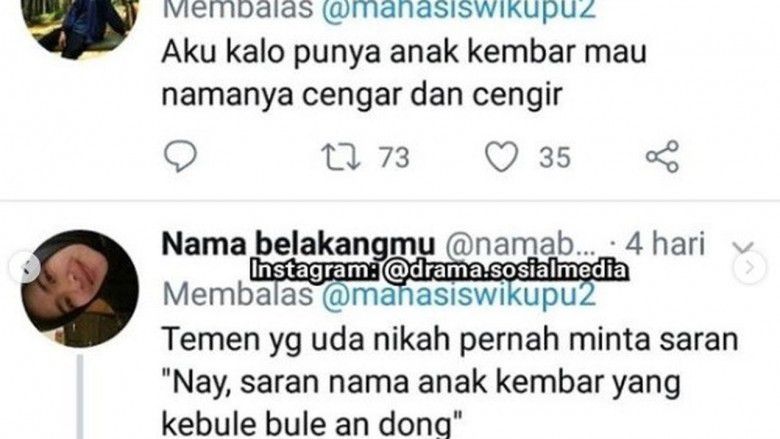 Nama anak kembar ala netizen 5