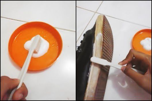 1. Menyikat sepatu.