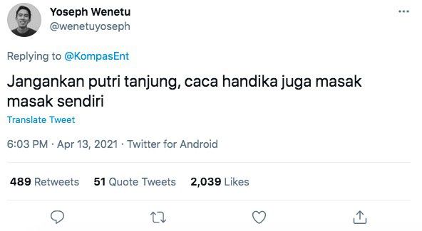 Dibandingin Sama Caca Handika