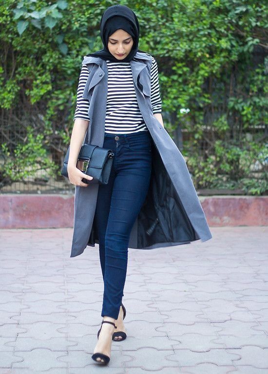 4. Celana jeans, atasan, long blazer