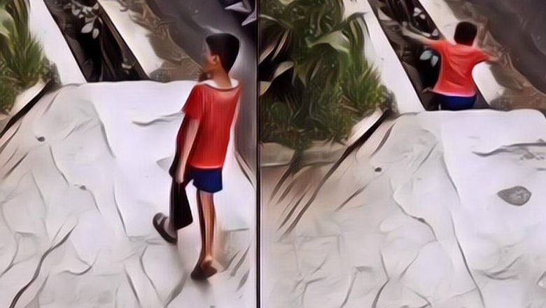 Bocah Ini Sibuk Jalan Sambil Melamun, Endingnya Bikin Ngakak