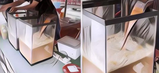 Unik Banget, Penjual Minuman Manis Ini Sengaja Pakai Filter Akuarium Supaya Menarik