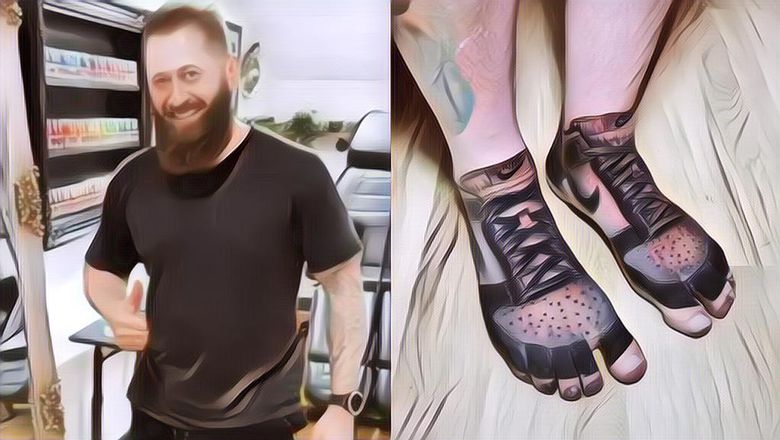 The Real Sepatu Kulit! Pria Ini Tato Sepatu Nike Favoritnya Di Kaki Karena Malas Beli Yang Baru, Hasilnya Mengejutkan