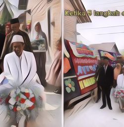 Heboh Pasangan Berjodoh Hanya 5 Langkah dari Rumah, Sang Pengantin Diarak Pakai Gerobak