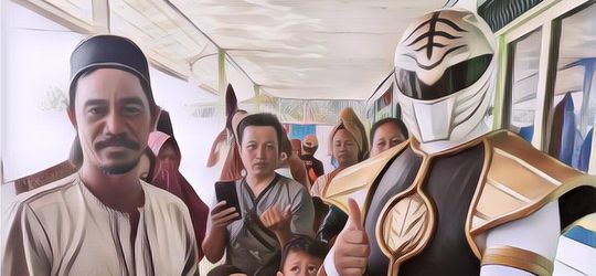 Power Ranger Kasih Bantuan dan Hibur Korban Banjir Kalsel