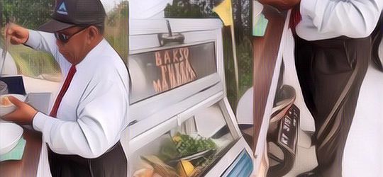 Tampilan Tukang Bakso Kayak Direktur, Lengkap Pakai Dasi dan Sepatu Pantofel