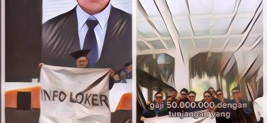 Ada-Ada Saja! Mahasiswa Ini Bikin Spanduk 'Info Loker' Saat Wisuda