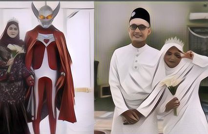 Kocak! Ada Pengantin Pria Pakai Kostum Ultraman di Hari Pernikahannya