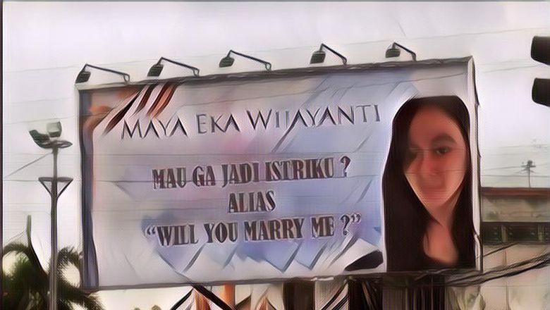 So Sweet, Polisi Ini Viral karena Tulis Pesan Cinta Ajak Kekasihnya Menikah Lewat Baliho