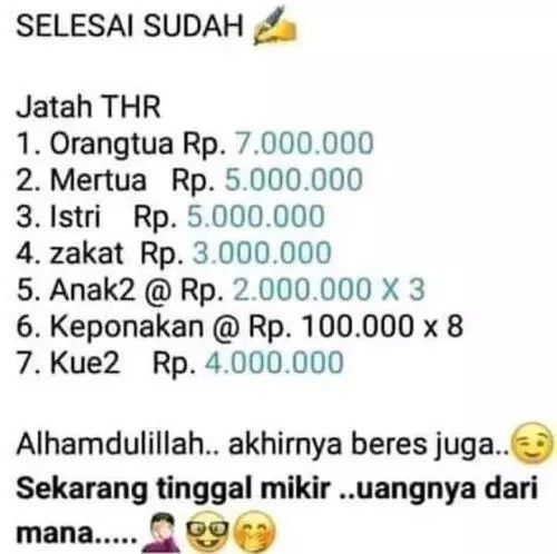 Udah dibikin list, nggak tahunya THR enggak cair. Bener-bener sakitnya tuh di sini...