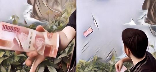 The Real Sultan! Pria Ini Pamer Buang-Buang Uang Rp 100 Ribuan Dari Atas Tebing