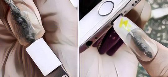 Unik Banget! Wanita Ini Buat Nail Art Pakai Charger HP